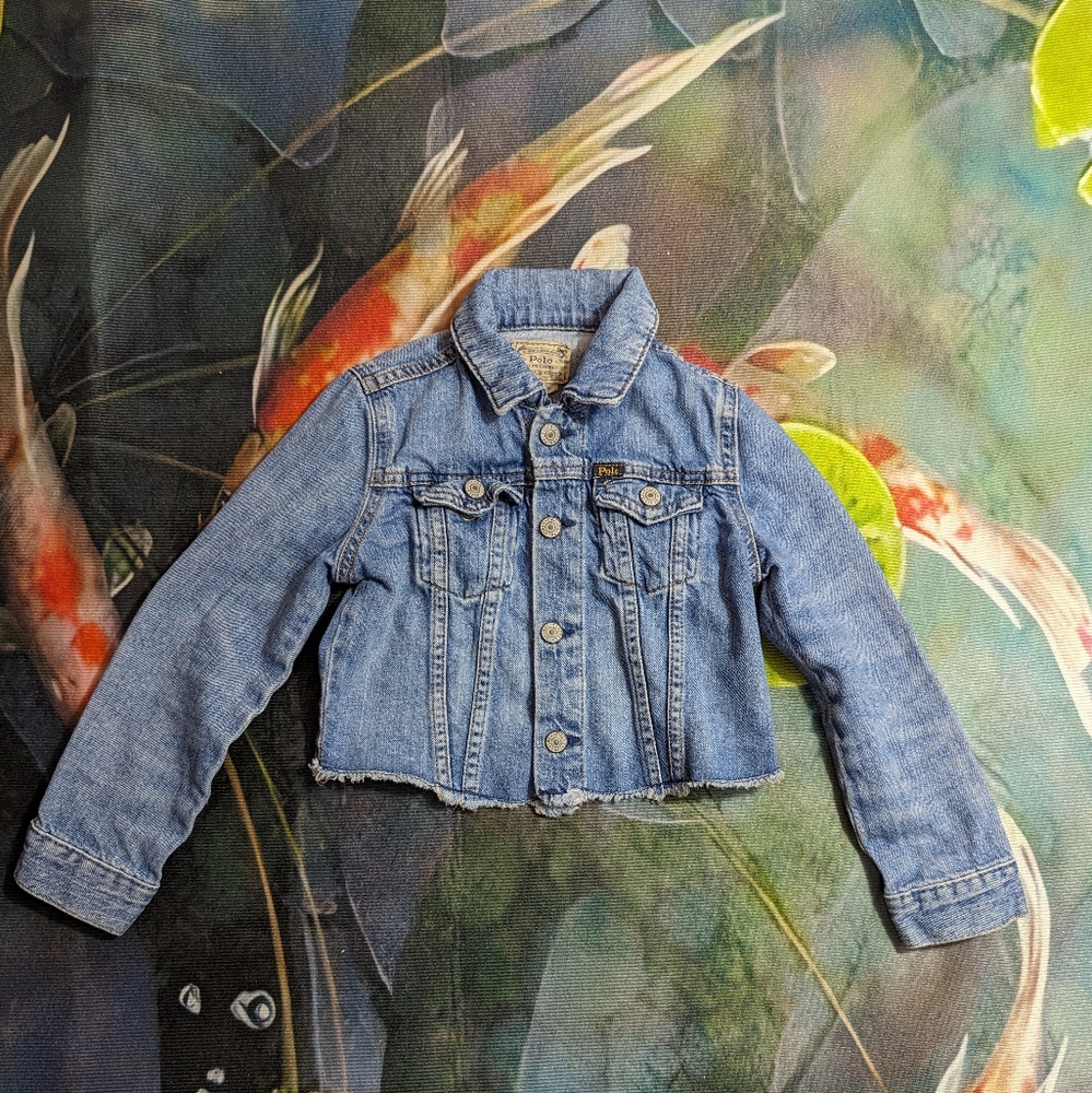 Children's Girl's Crop Polo Denim Jacket 5